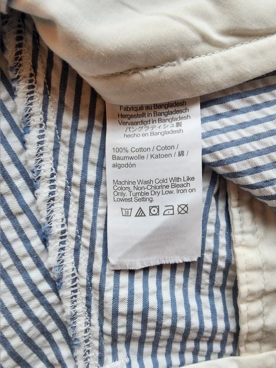 J. Crew Men’s Seersucker Flat Front Shorts - Blue/White Stripe - Picture 4 of 6